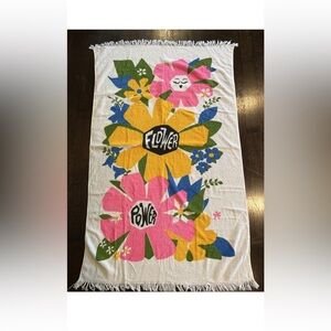 Vintage Flower Power Cotton Bath Towel Sheet Retro 70s USA Made By Cannon RARE